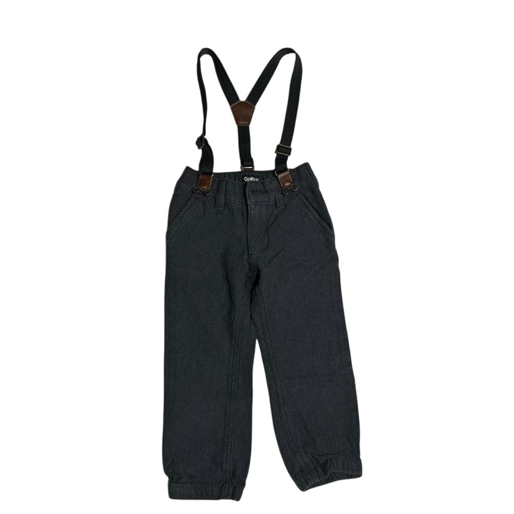OshKosh B'gosh Kids Dark Grey Herringbone Overalls‎ with Suspenders